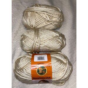 3 Skeins Lion Brand Hometown USA Super Bulky Wt. Yarn - 099 Los Angeles Tan Dye